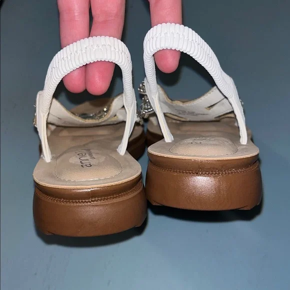 Annie Women's 6.5 White Floral Rhinestone Beaded Flat Sandals, NWOT - Picture 6 of 10